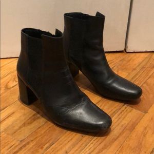 Zara black leather booties